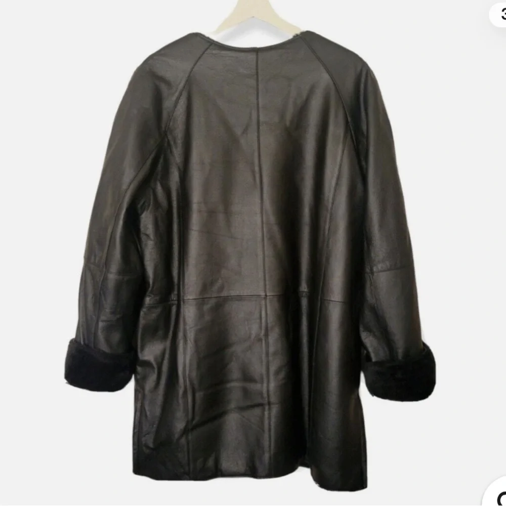 leather & Faux Fur reversible vintage coat - Picture 3 of 5